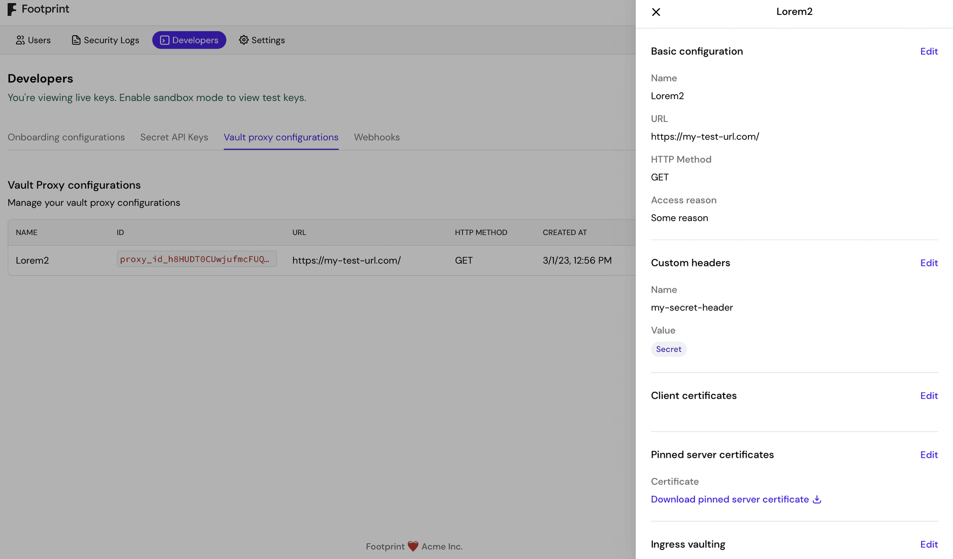 Vault proxy configuration